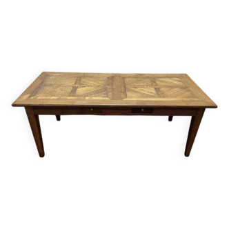Table de ferme en chêne parqueté