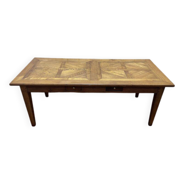 Table de ferme en chêne parqueté