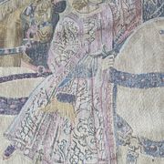 Large antique wall tapestry – medieval equestrian scene – 180 × 138 cm