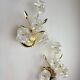 Pair of hibiscus floral sconces, frosted Murano glass, Italy, 1970s
