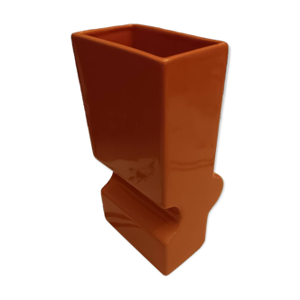 Vintage orange ceramic vase, Italy