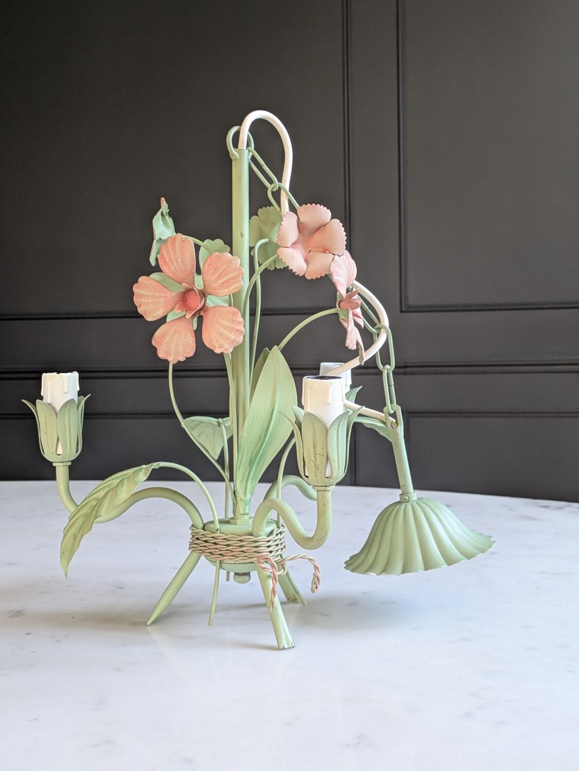 Ancien lustre fleuri italien