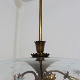 Lustre en laiton et verre du milieu du siècle Pietro Chiesa, années 1940