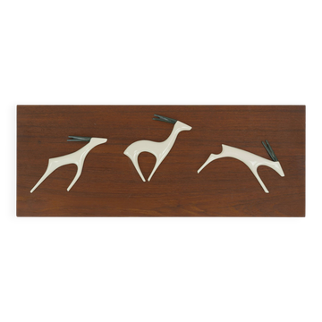teak WALL PANEL porcelain antelopes sgrafo modern 60s design peter mueller
