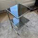 Table d’appoint en verre fumé et métal chromé – Design vintage