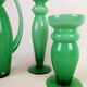Set of 3 green glass pieces by Orrefors, Sweden
