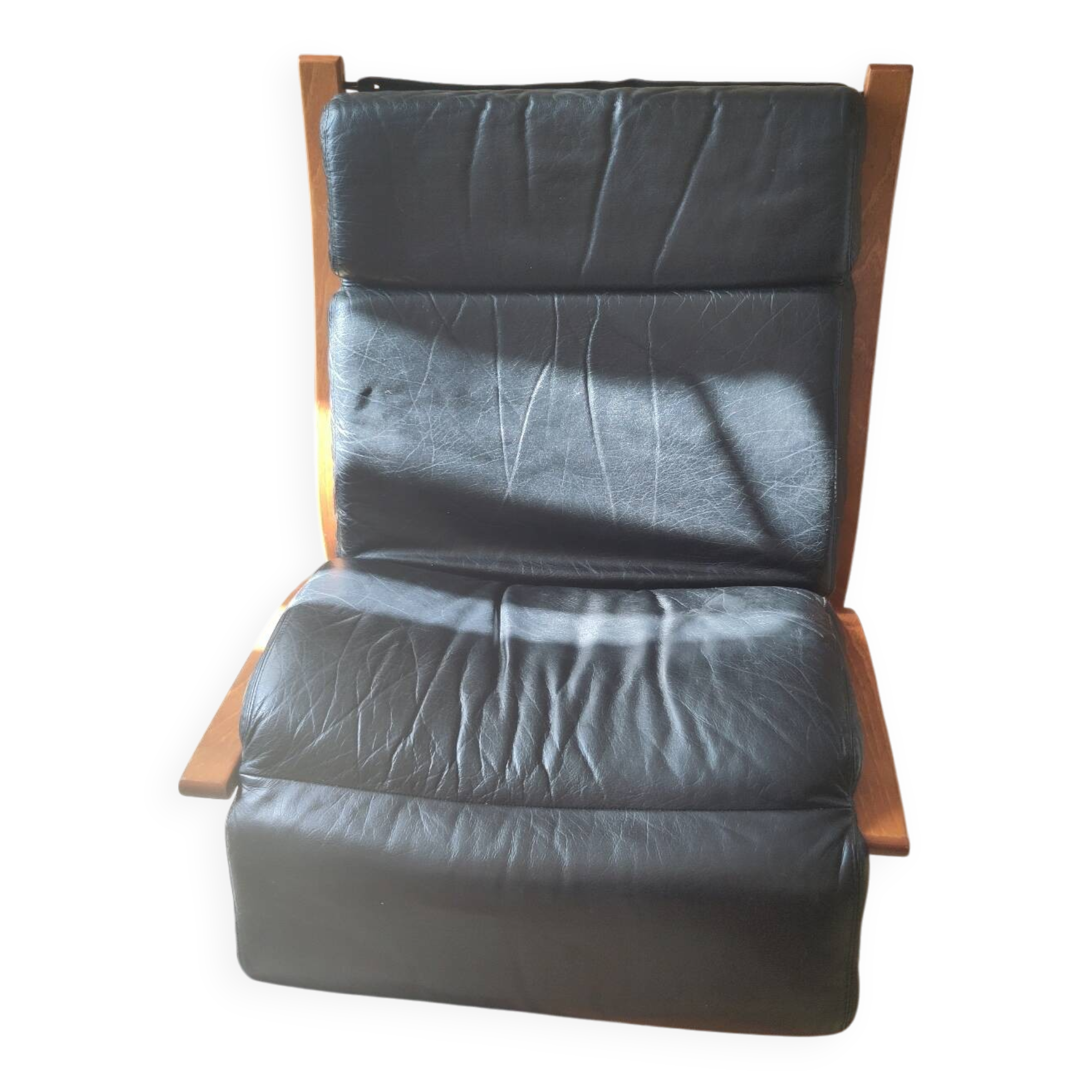 Pair of black leather armchairs Ekornes Ingmar Relling Norway 1960