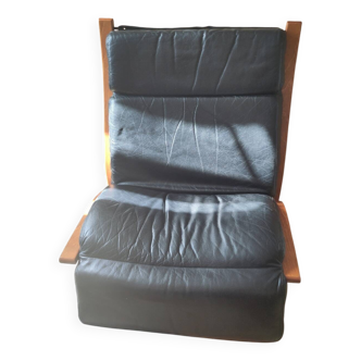 Paire de fauteuils en cuir noir Ekornes Ingmar Relling Norvège 1960