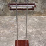 chrome and wood towel rack
