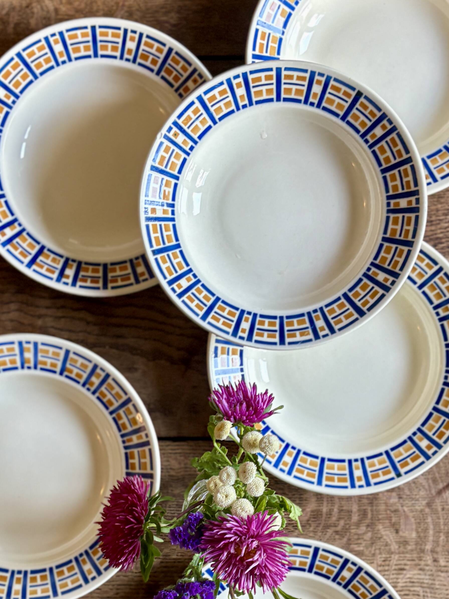 Set of 6 antique deep plates - Robinson de Badonvillier