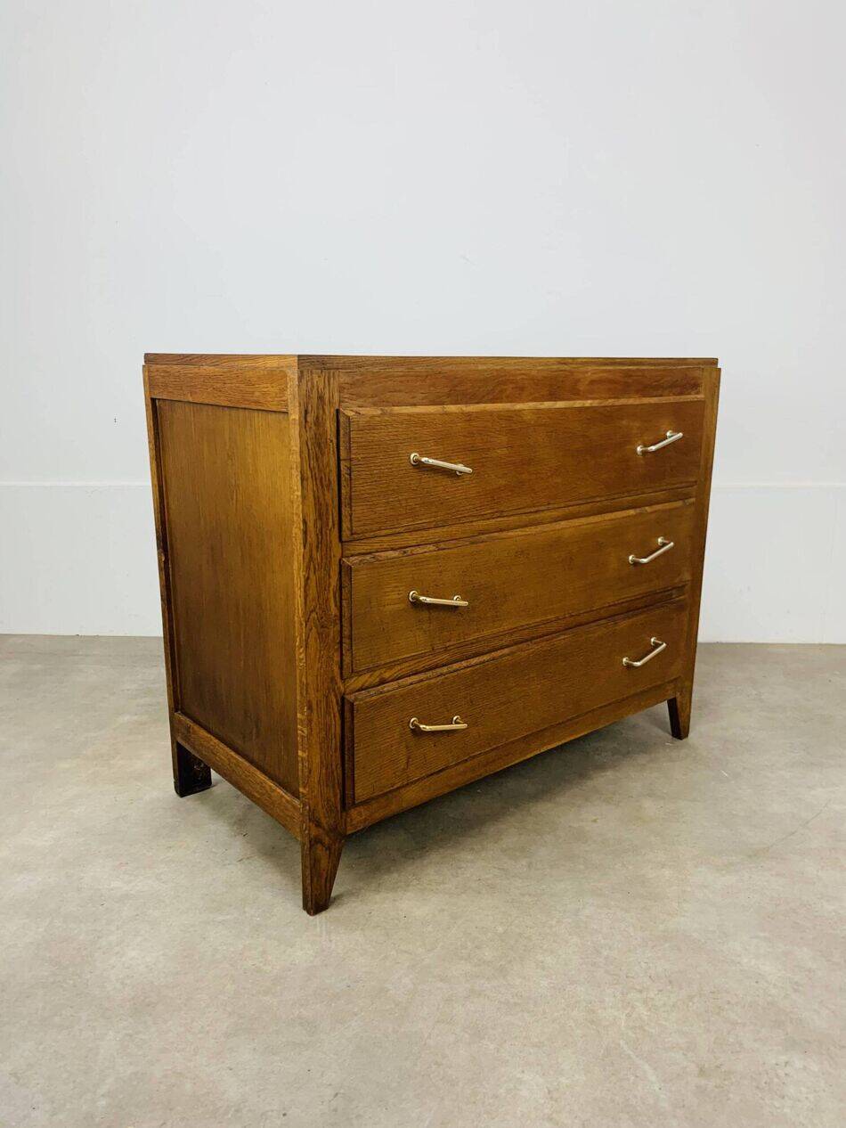 Wooden chest of drawers, splayed legs from the 1950s, vintage