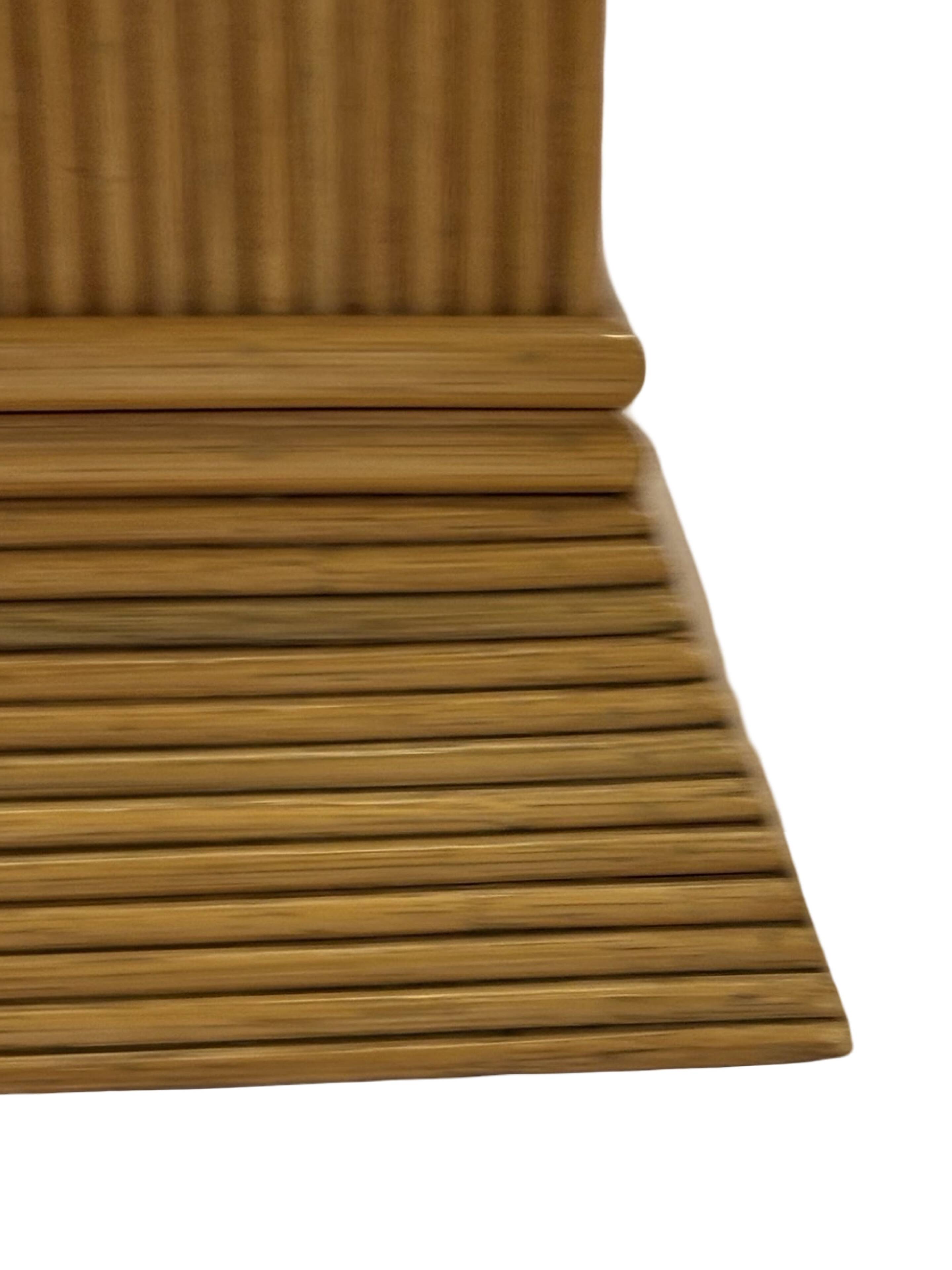 Vintage Rattan Column Planter Bamboo Bohemian Pillar '70s Rattan Mcguire