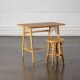 Wood and rattan desk and its seat
