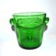Vintage Biot Green Bubble Glass Ice Bucket - 13cm Ice Cream Pot Vase
