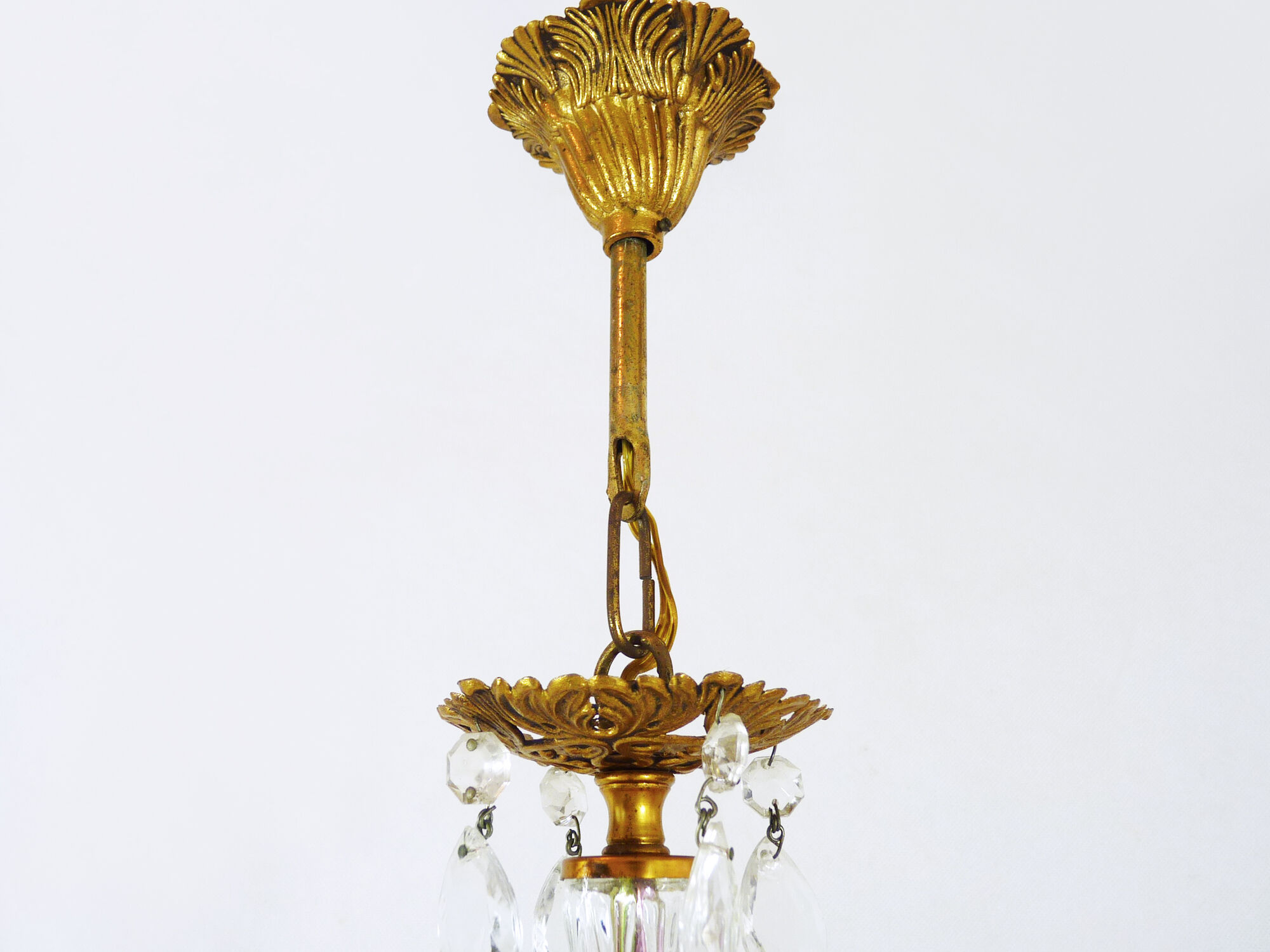 Old 8-branch brass chandelier and glass stamps