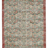 Turkish Hand-Knotted Decorative 1970s Beige Carpet 208 cm x 301 cm