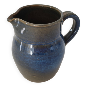 Small blue ceramic pitcher Signed Poterie de Nault