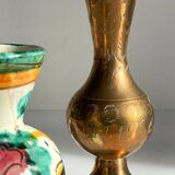 Vases céramique et laiton artisanal vintage