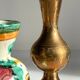 Vintage handcrafted ceramic and brass vases