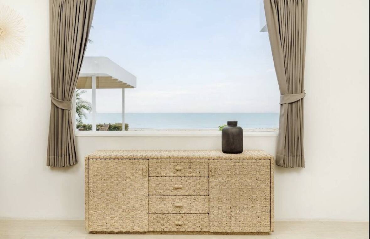 Woven rush sideboard