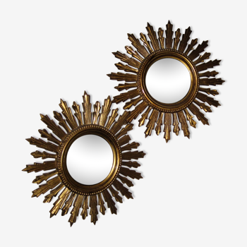 Pair of mirrors golden sun - Made in Italy 50x50cm