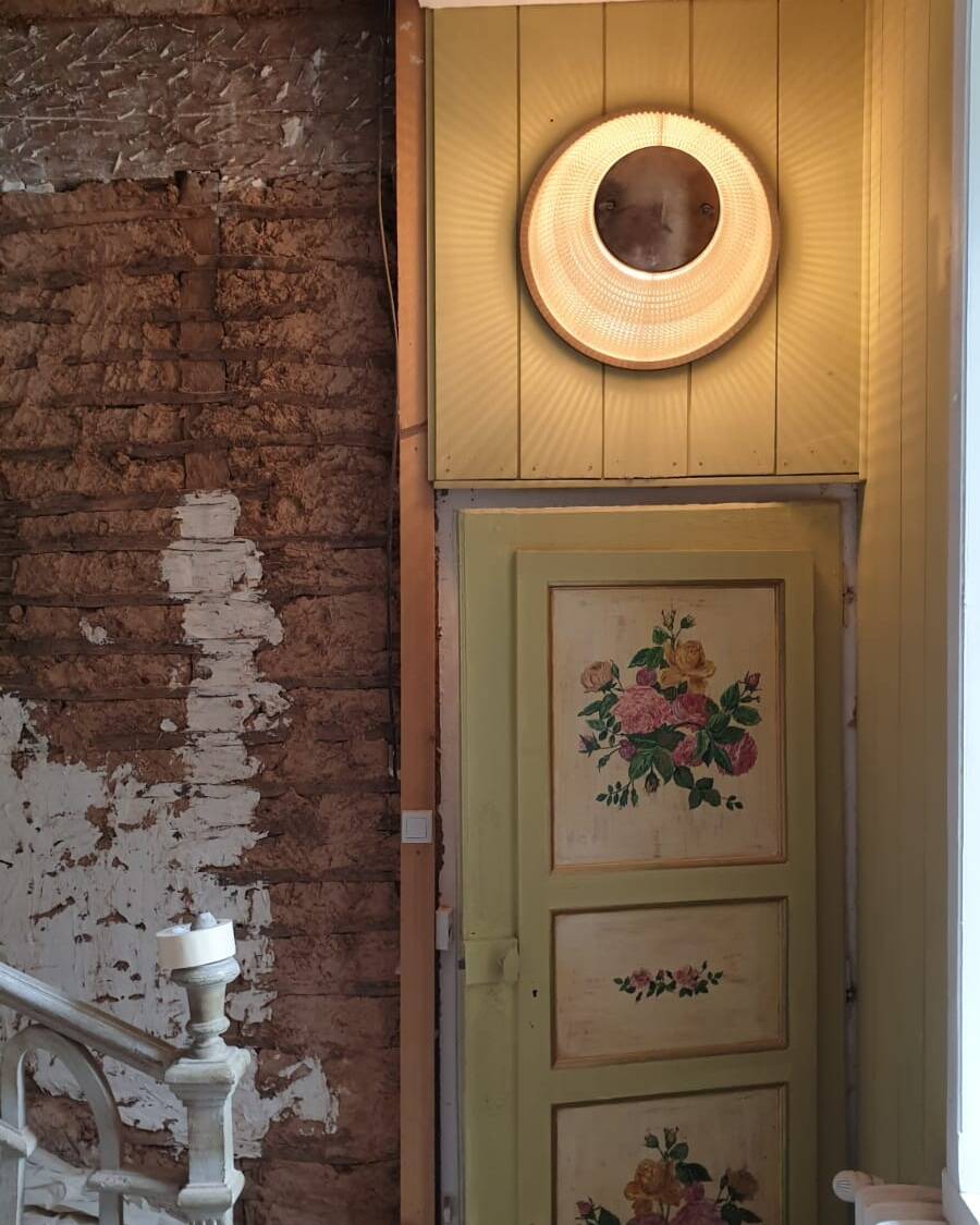Gold holophane wall light