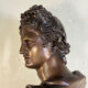 Bronze patina bust medal, Apollo of the Belvedere, bronzier Luppens, 19th century