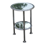 Art Deco side table, end table in chromed metal and mirror, 1930