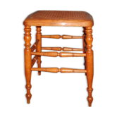 Tabouret bois tourné assise cannée