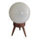 Scandinavian lamp tripod foot in teak and opaline globe 60s