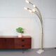 Italian regency brass arc floor lamp with five arms and marble base, 1970's
