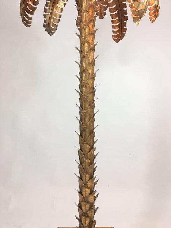 FLOOR LAMP IN THE SHAPE OF A GOLDEN METAL PALM TREE OF 181 CM H