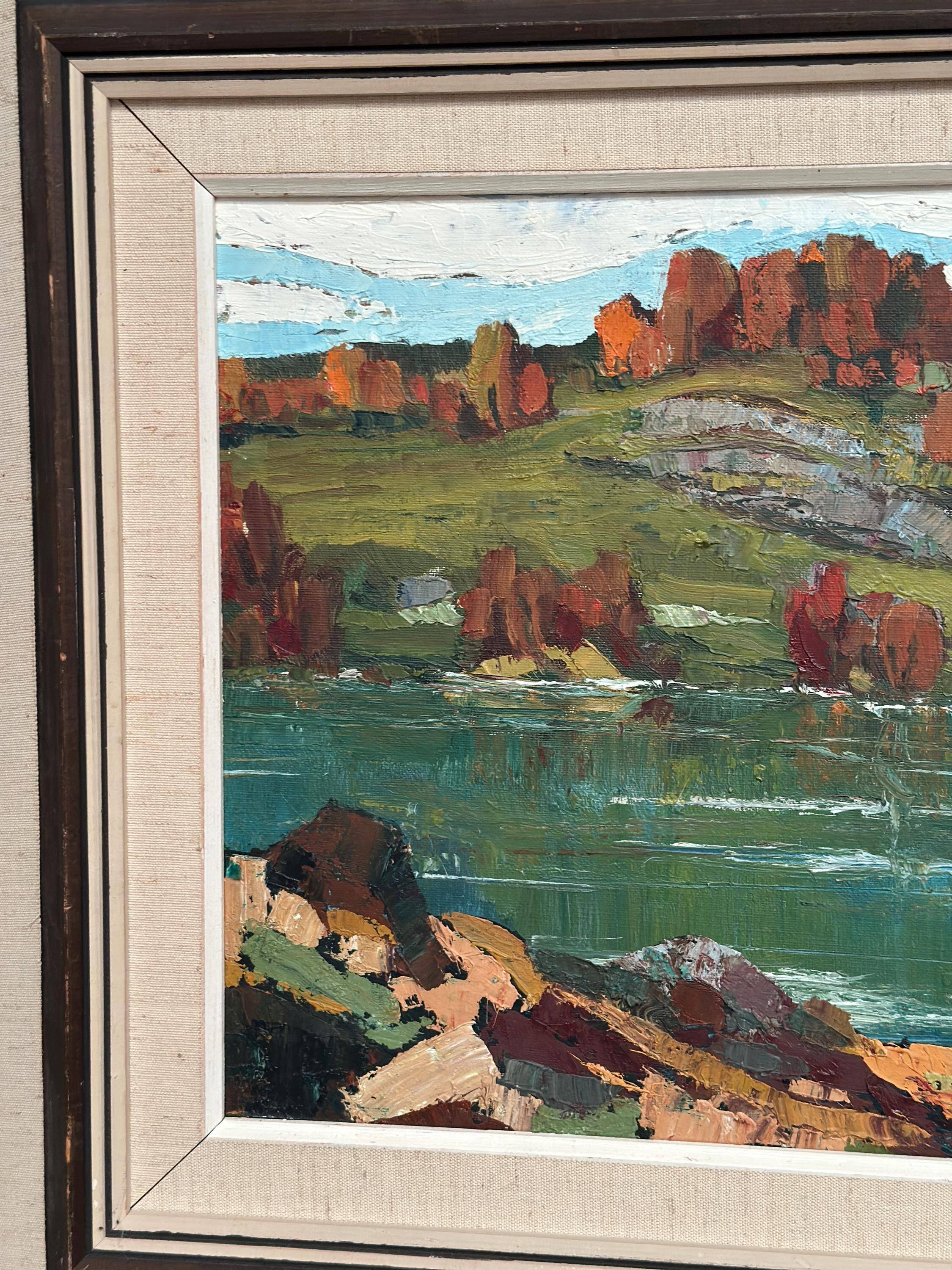 Swedish Oil On Canvas – “River View” By Tage Törngren