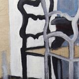 Petit tableau désuet acrylique ou huile sur lin vintage non signé