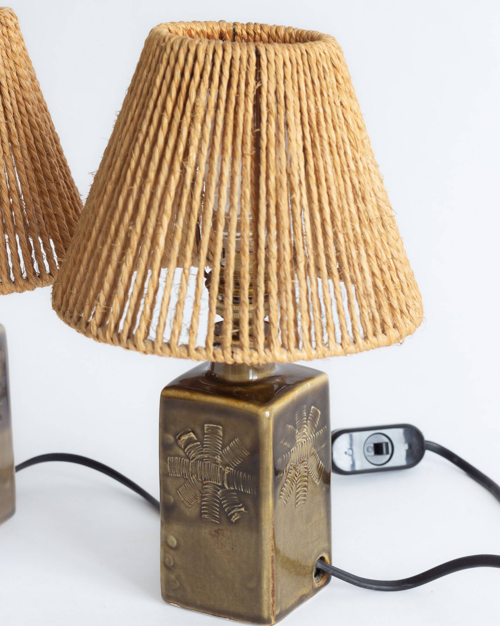 Two glazed ceramic lamps – Signature to be identified – 1960s