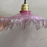 Suspension rose en verre ancienne