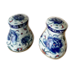Enamelled ceramic salt and pepper