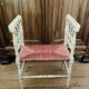Banquette époque fin XIXe assise en paille colorée structure rechampie