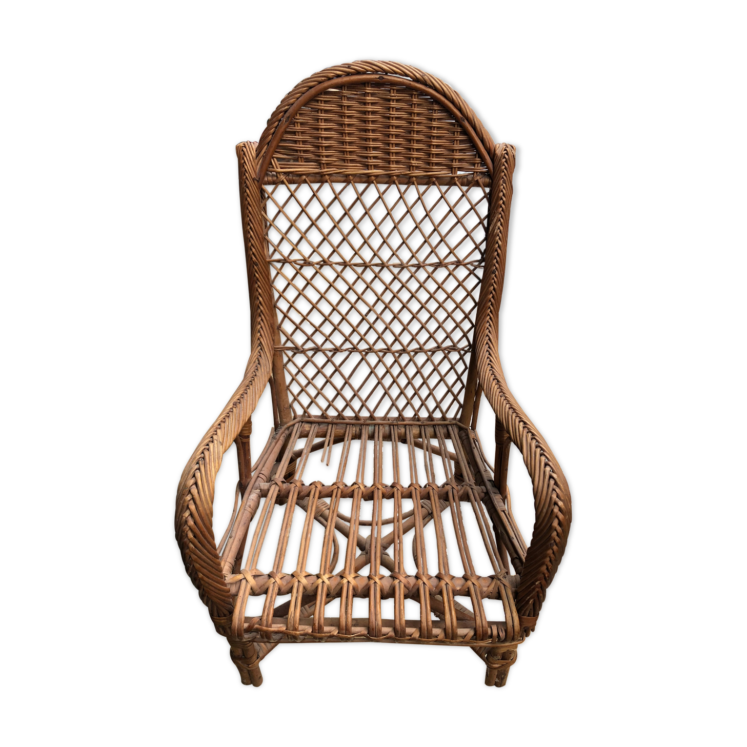 Child chair in rattan and wood