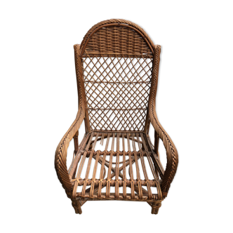 Child chair in rattan and wood