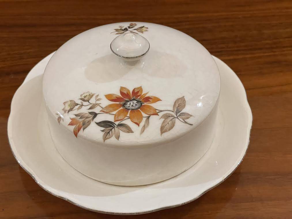 Bohemian porcelain butter dish
