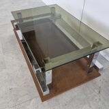 Vintage teak and chrome bar coffee table, 1960s