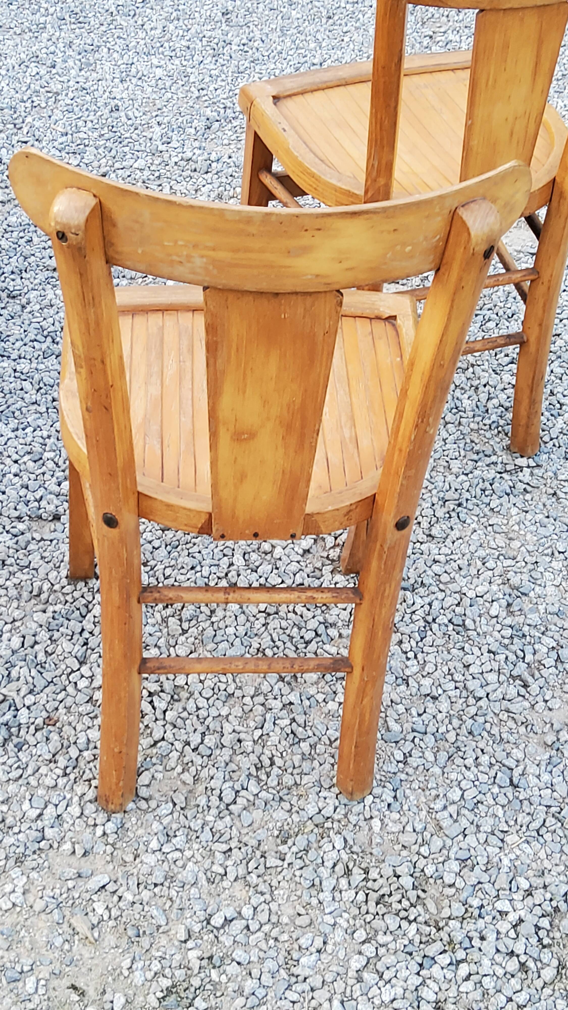 Set of 4 bistro chairs in beech and blond oak from the 50s