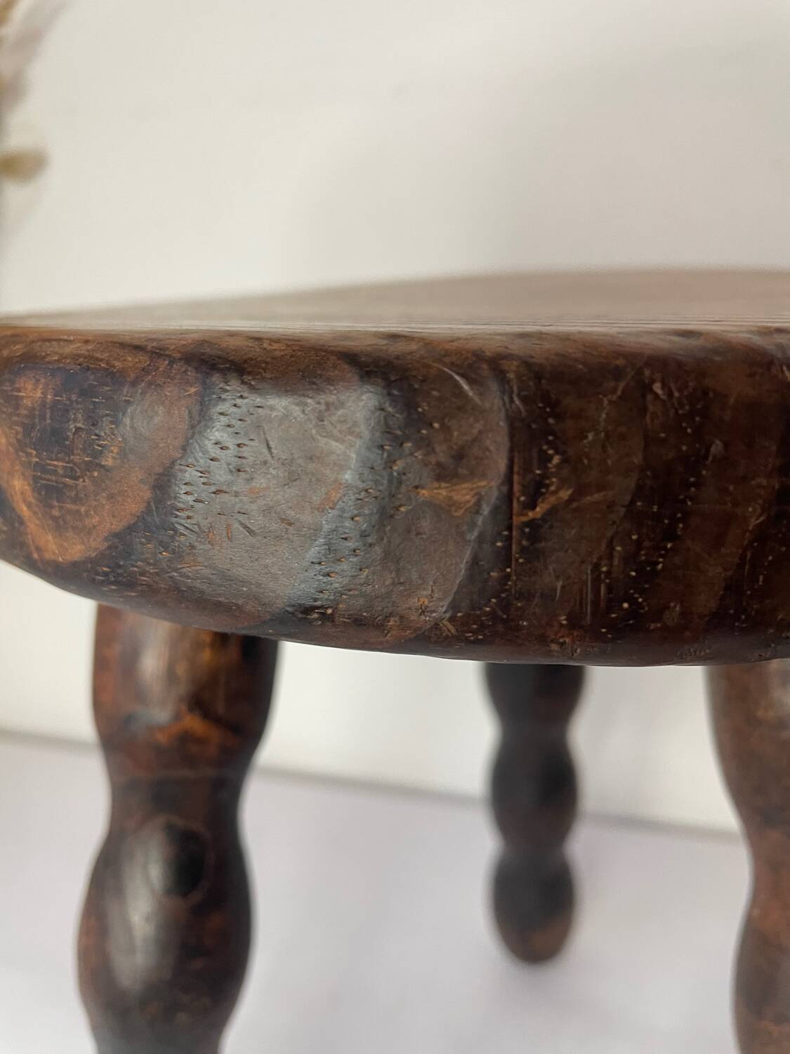 Brutalist wooden stool