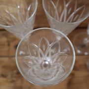 Lot de 6 flûtes à champagne en verre de cristal de Reims 1950