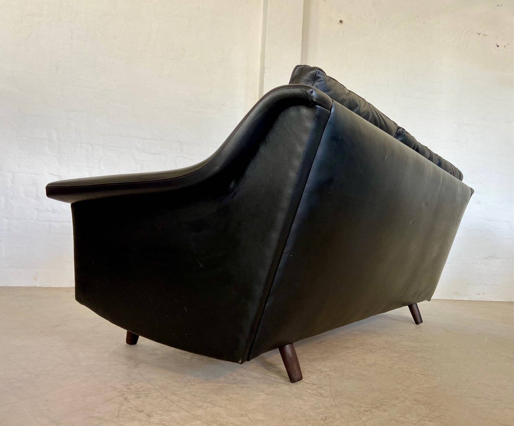 Vintage Danish Mid-Century Georg Thams 3-Seater Sofa in Black Leather, 1960