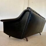 Vintage Danish Mid-Century Georg Thams 3-Seater Sofa in Black Leather, 1960