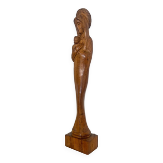 Virgin and child in wood.