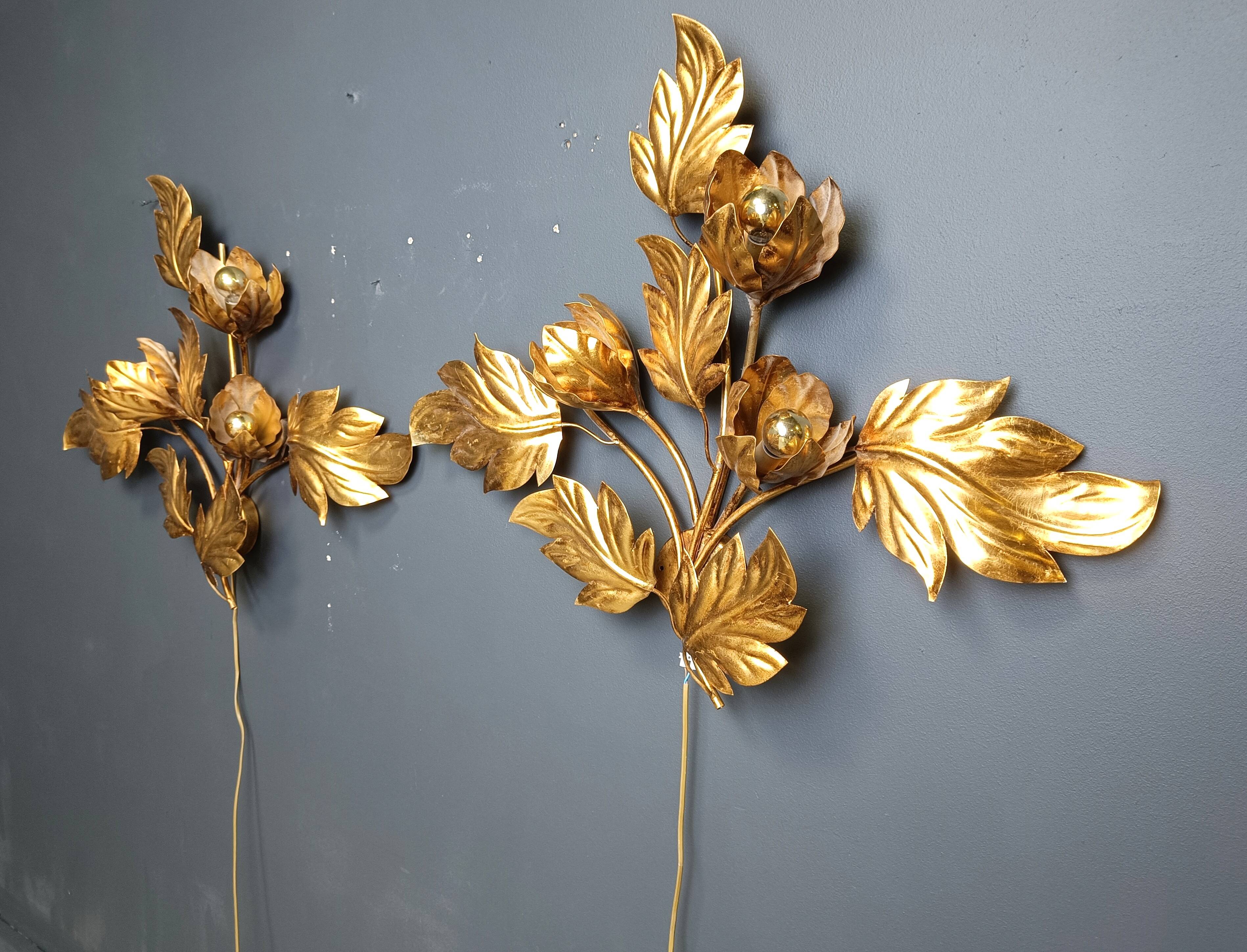 Pair of Vintage leaf wall lights by Hans Kögl, 1970s