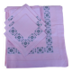 Large vintage linen tablecloth embroidered in pink and 12 matching napkins.